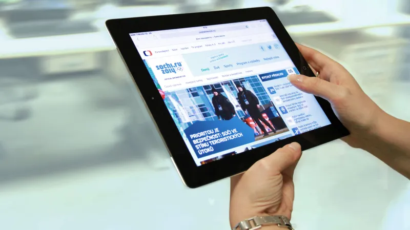 Olympijská webová stránka České televize na tabletu