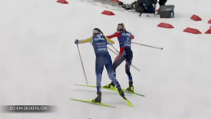 Pád i těsný finiš. Dramatická koncovka skiatlonu žen na MS