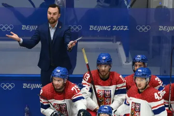 Trenér Filip Pešán na lavičce hokejové reprezentace