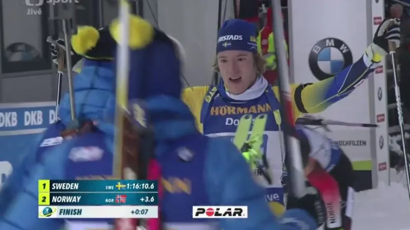 Štafeta biatlonistů patřila Švédům