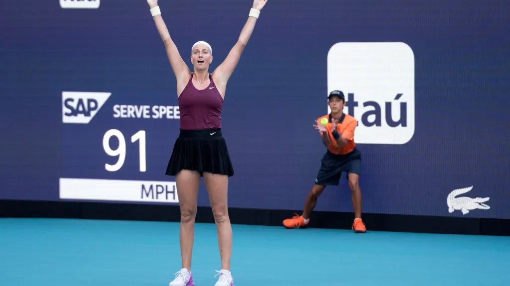 Petra Kvitová po vyhraném mečbolu