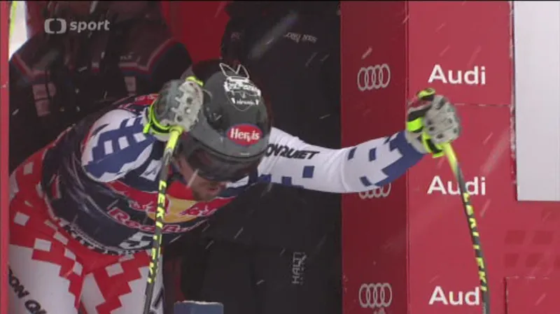 Jízda Ondřeje Banka ve zkráceném sjezdu v Kitzbühelu