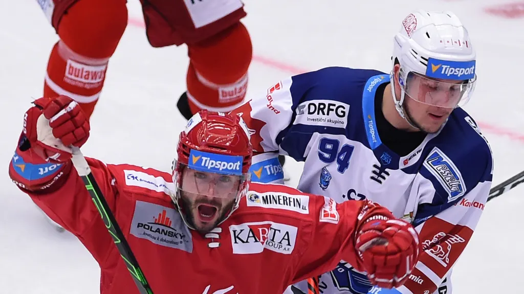 Erik Hrňa slaví gól proti Kometě