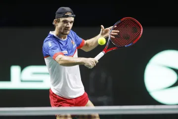 Tomáš Macháč na tréninku před Davis Cupem v Málaze