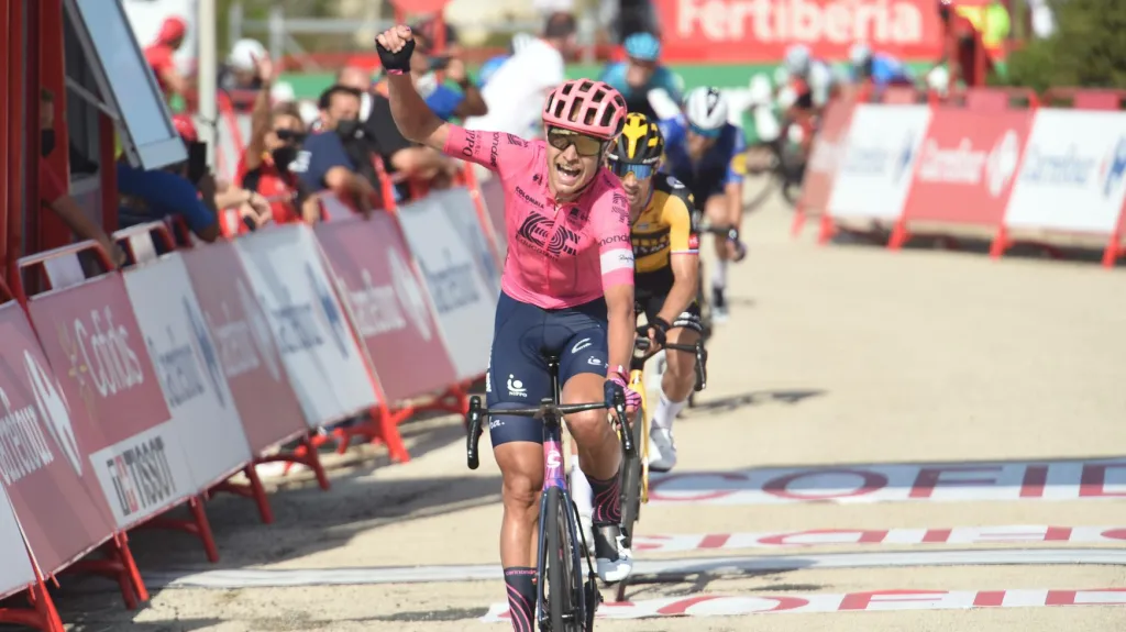 Magnus Cort Nielsen se raduje z etapového vítězství na Vueltě