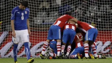 Radost fotbalistů Paraguaye