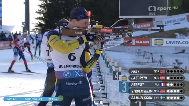 Sestřih závodu s hromadným startem biatlonistů SP v Holmenkollenu