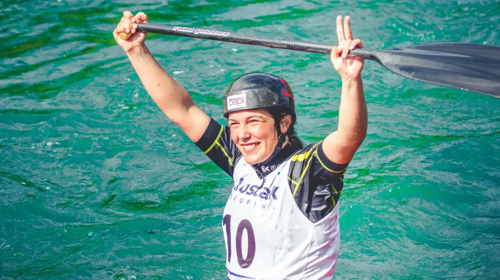 Tereza Fišerová v cíli ME 