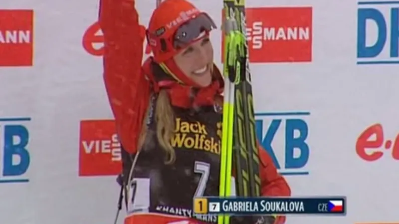 Ceremoniál si vítězka Soukalová prožila v Rusku potřetí