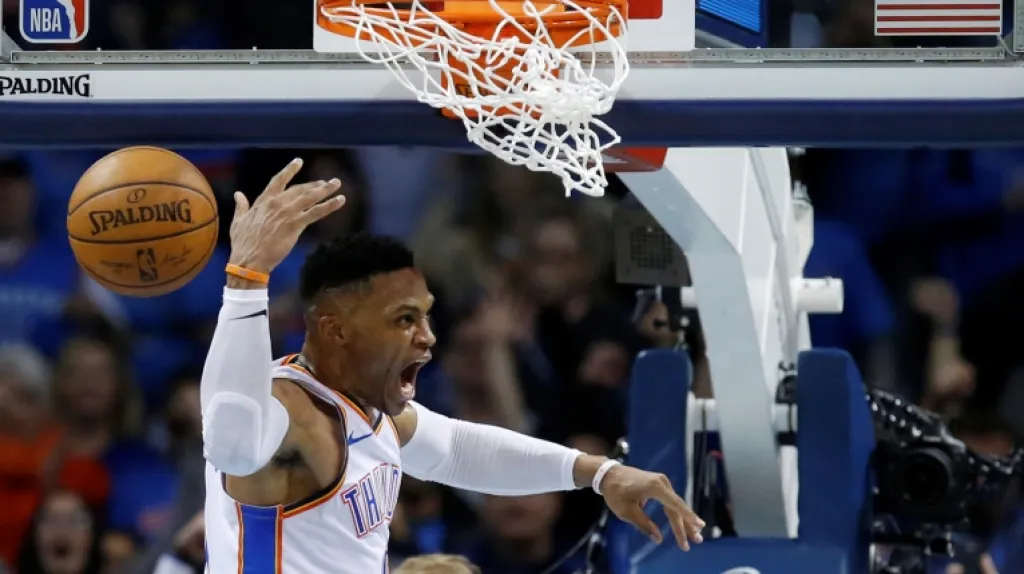 Russell Westbrook z Oklahomy v akci