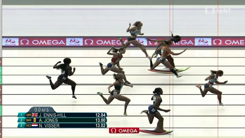 Výkon Kateřiny Cachové v první disciplíně sedmiboje (100 m překážek)