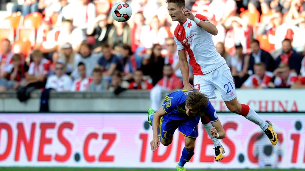 Kapitán Slavie Milan Škoda v zápase proti BATE Borisov