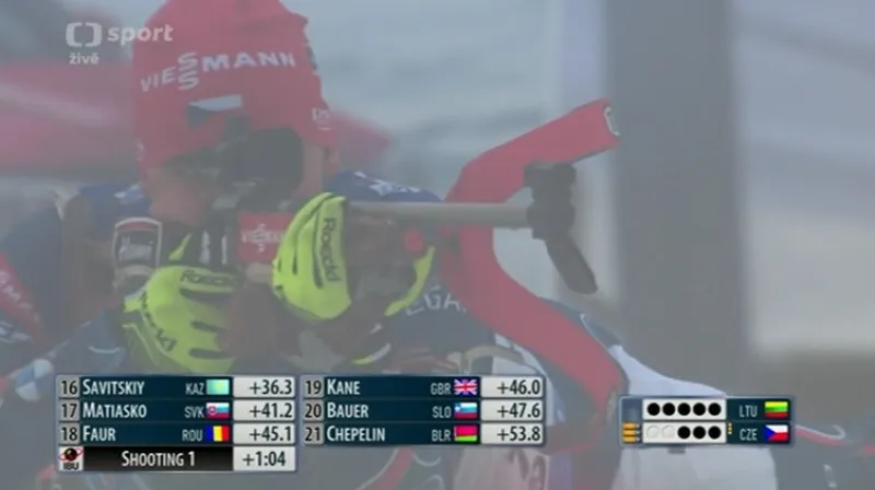 Sestřih mužské štafety biatlonistů v Oberhofu