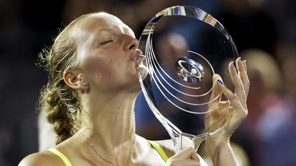 Kvitová s vítěznou trofejí z Montrealu