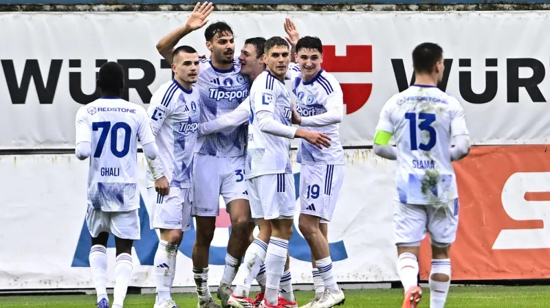 Fotbalisté Olomouce během ligového utkání s Teplicemi