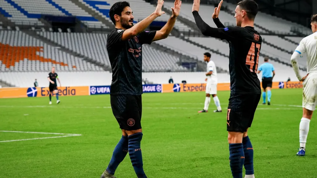 Radost hráčů City v zápase s Marseille