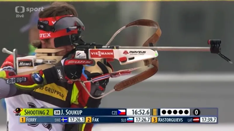 Sestřih důležitých momentů sprintu biatlonistů v Oslu