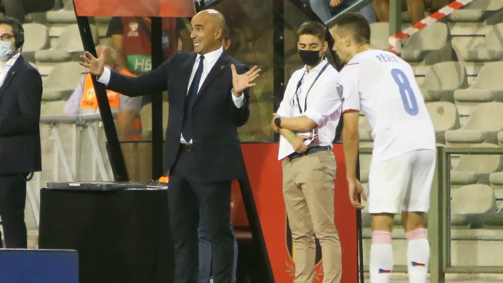 Roberto Martínez v utkání s českou reprezentací