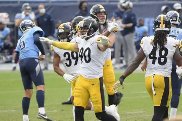 Radost hráčů Pittsburgh Steelers