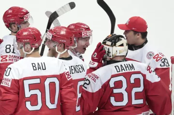 Radující se hokejisté Dánska