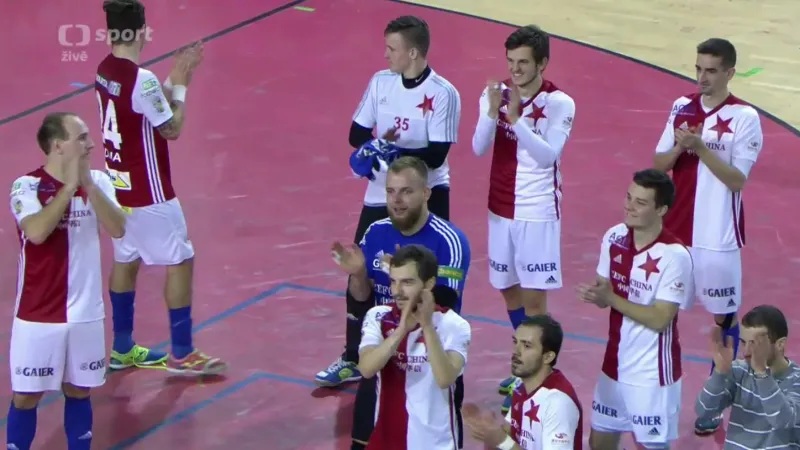 Závěr futsalového derby Slavia - Sparta