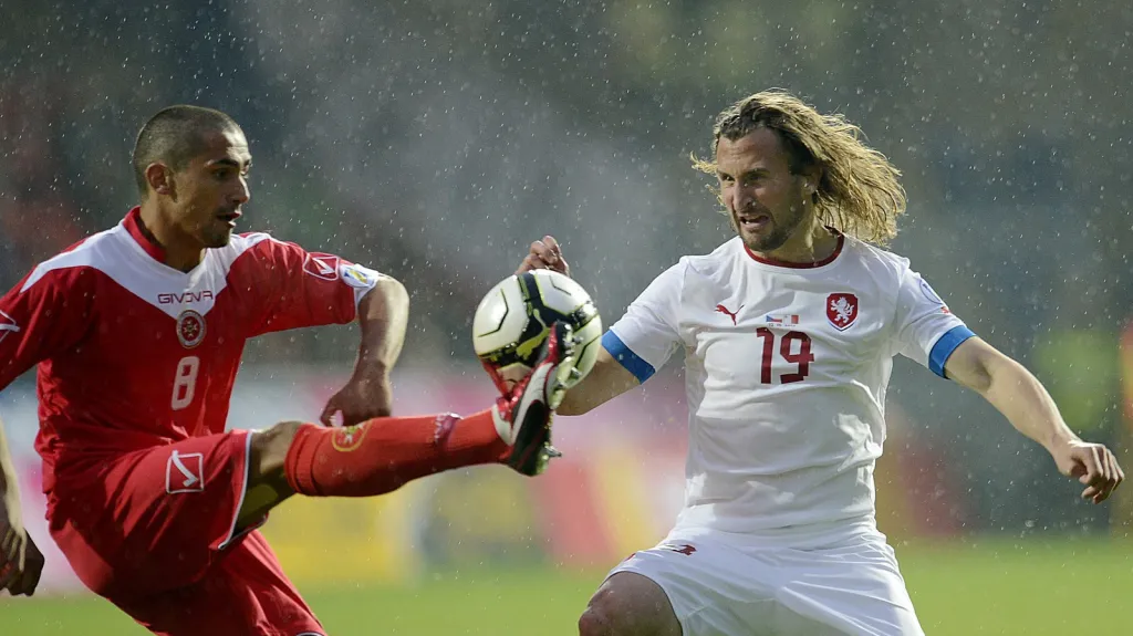 Petr Jiráček v zápase s Maltou