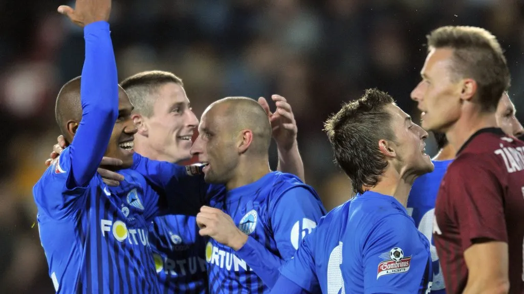 Hráči Liberce radující se z vítězství nad Spartou