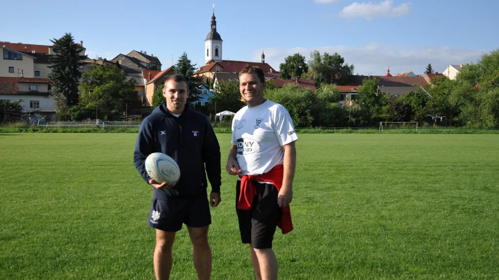 Trenér Říčan Martin Javůrek (vpravo) a asistent Jan Rohlík