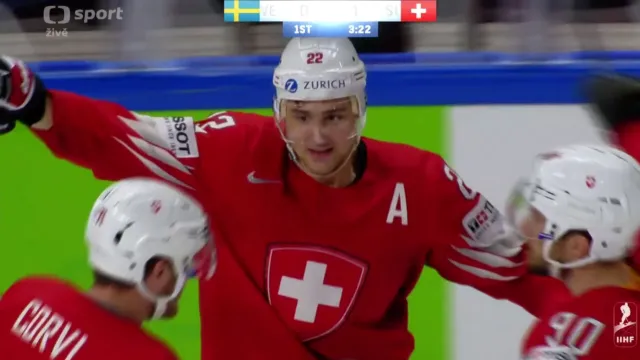 Gól v utkání Švédsko - Švýcarsko: Niederreiter - 0:1 (17. min.)