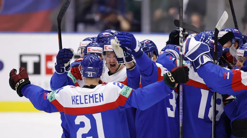 Oslavy slovenských hokejistů po zdolání USA v prodloužení