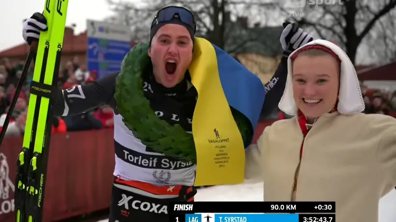 Finiš vítězného Syrstada na Vasaloppetu