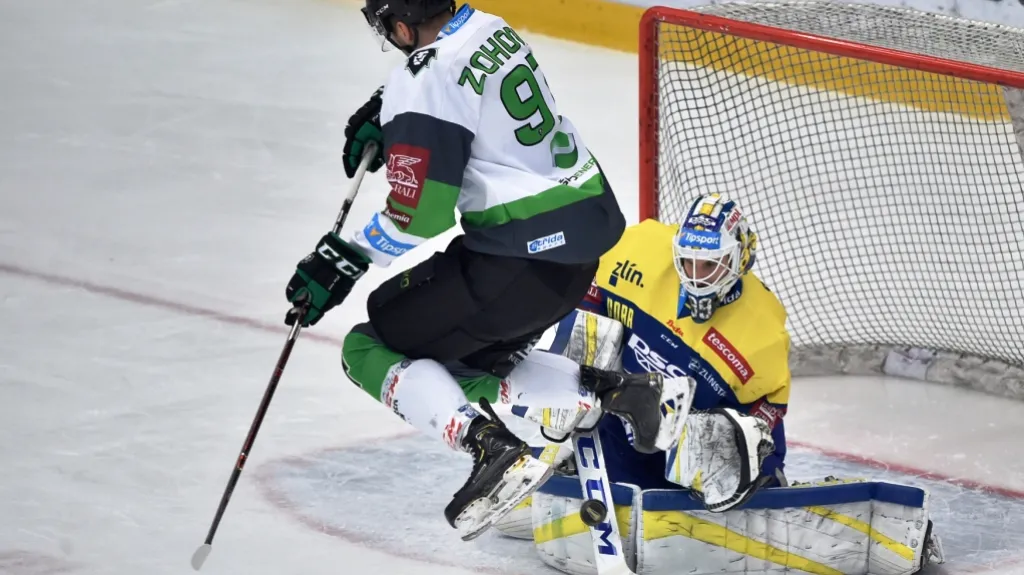 Brankář Zlína Libor Kašík v utkání proti Mladé Boleslavi