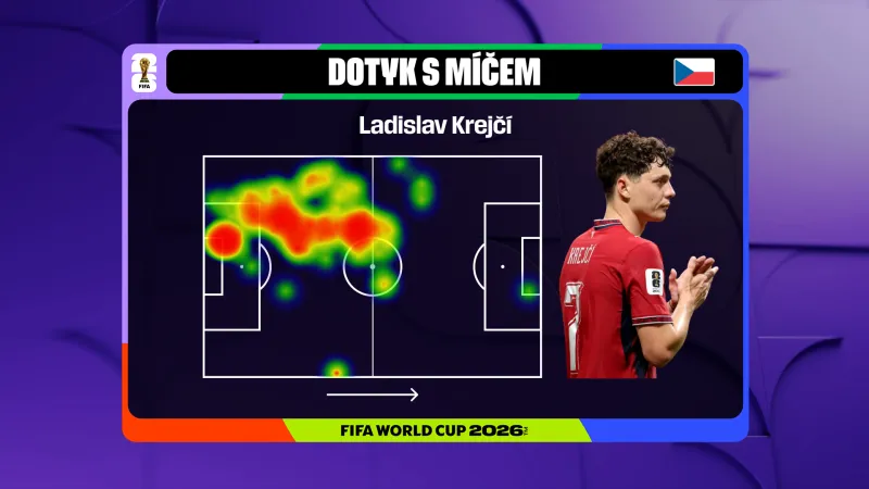 Dotyk s míčem Ladislava Krejčího v utkání s Mexikem