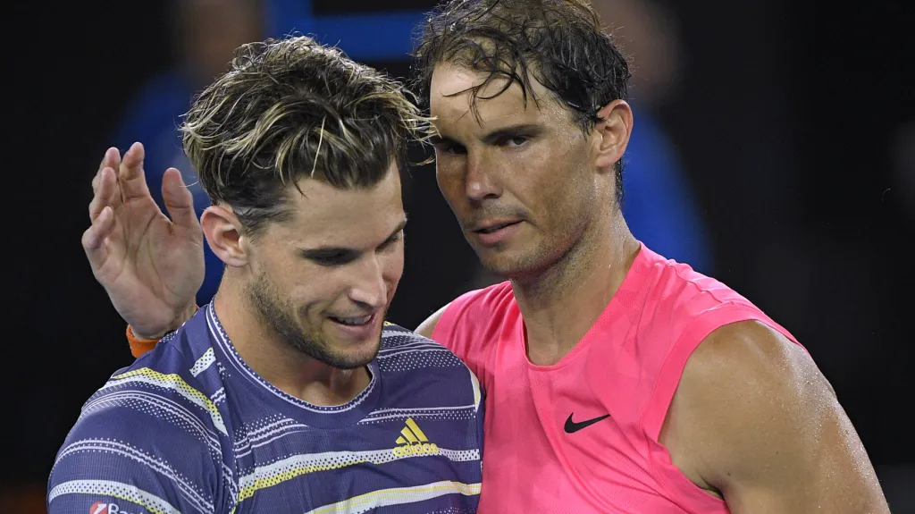Dominic Thiem po zdolání Rafaela Nadala ve čtvrtfinále Australian Open