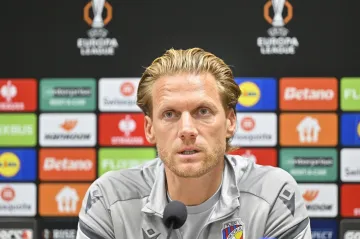 Radoslav Kováč na TK před zápasem Plzně s Levski Sofia