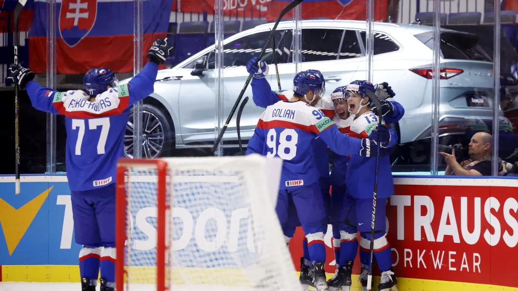 Radost slovenských hokejistů v duelu s Kazachstánem