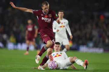 Tomáš Souček v utkání West Hamu s Leedsem