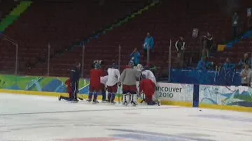 Trénink českých hokejistů