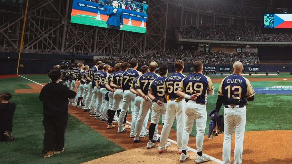 Čeští baseballisté před utkáním s Jižní Koreou