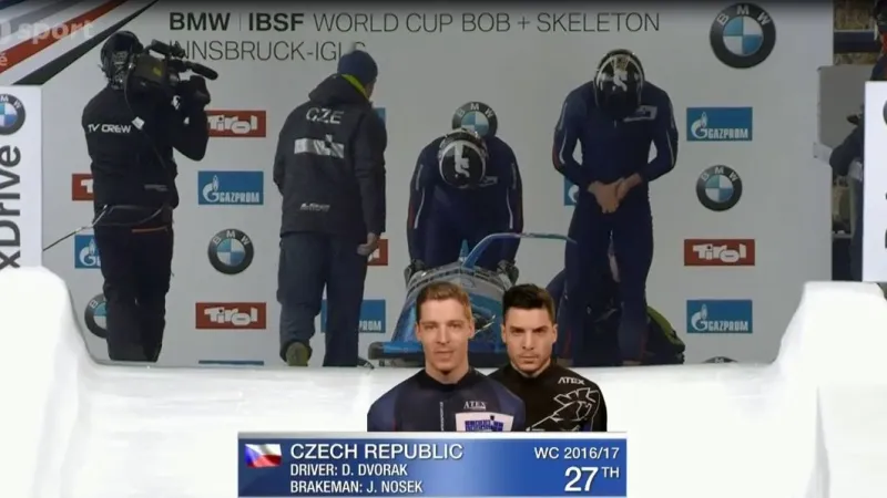 První jízda dvojbobu Dvořák/Nosek v Iglsu