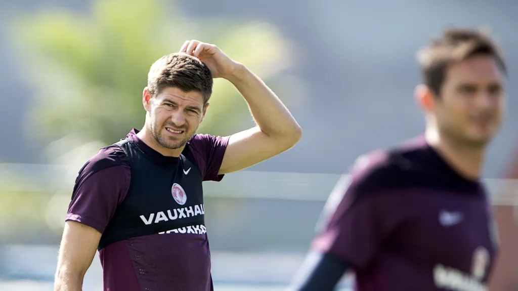 Steven Gerrard při tréninku Anglie