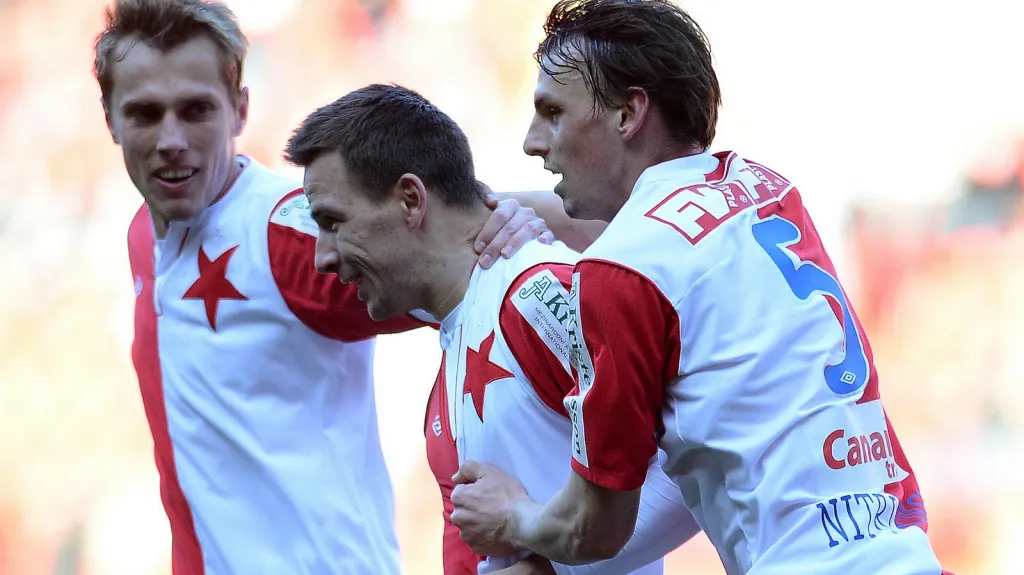 Radost fotbalistů Slavie