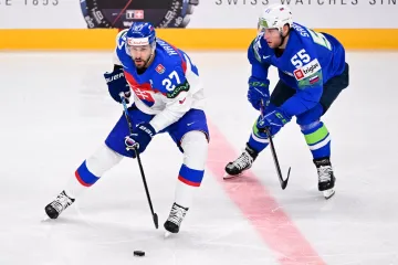 Slovenský kapitán Marek Hrivík v utkání proti Slovinsku