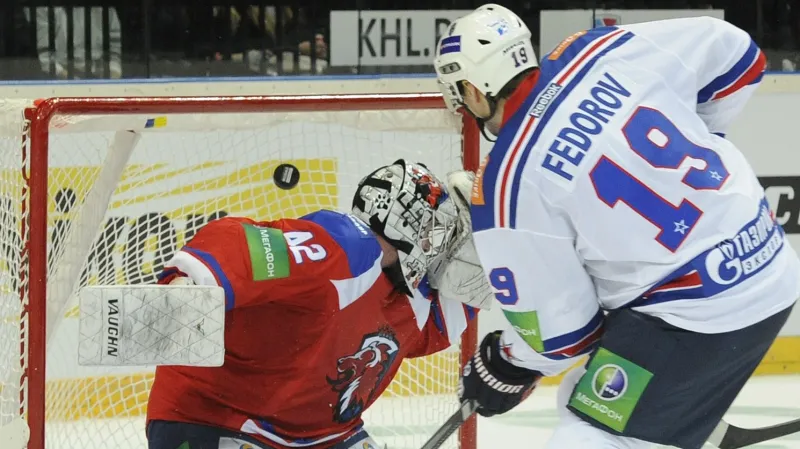 Fedor Fjodorov z Petrohradu a brankář Lva Tomáš Pöpperle