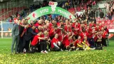 Přebírání poháru a oslavy fotbalistů Slavie