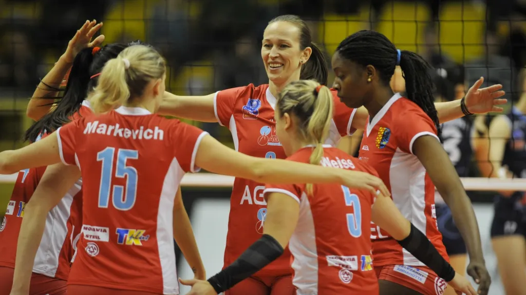 Radost volejbalistek Prostějova