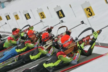 Střelecký trénink biatlonistů