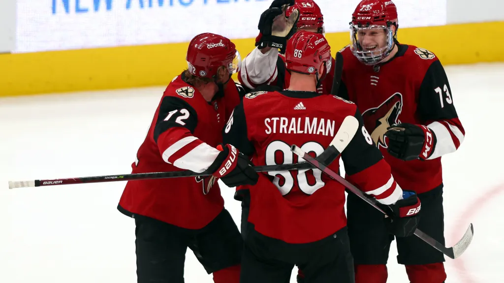 Jan Jeník z Arizony (s číslem 73) se raduje z branky