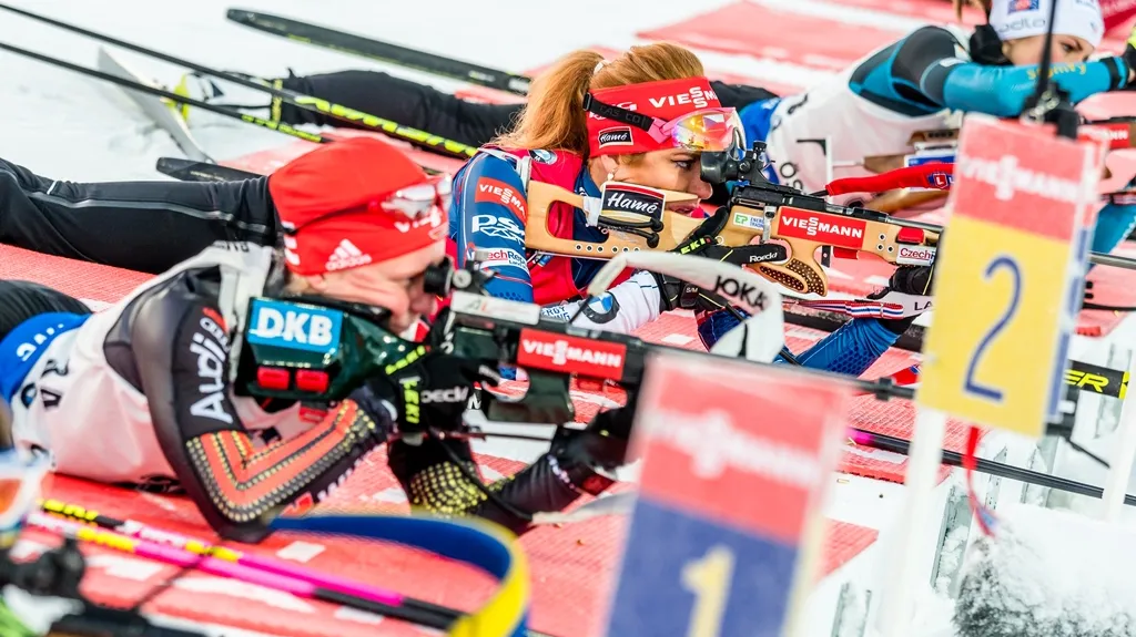 Gabriela Koukalová na střelnici