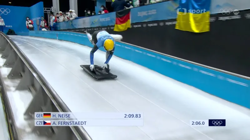 Třetí jízda Fernstädtové v olympijském závodu skeletonistek